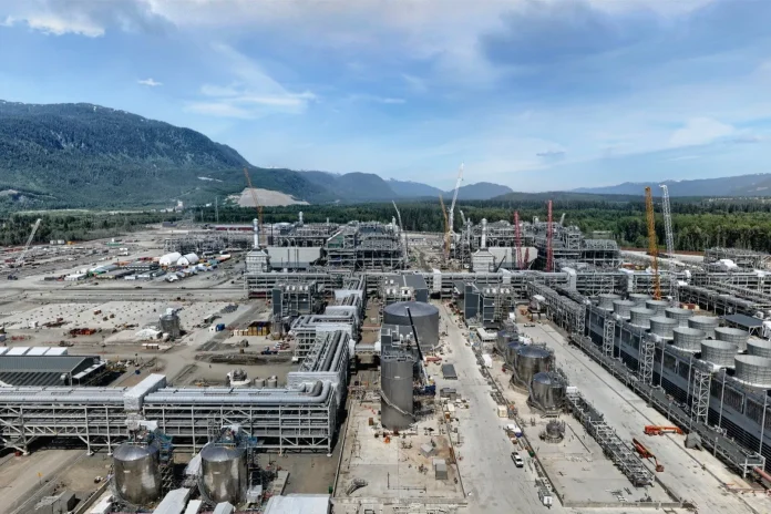 The LNG Canada construction site at Kitimat, British Columbia.